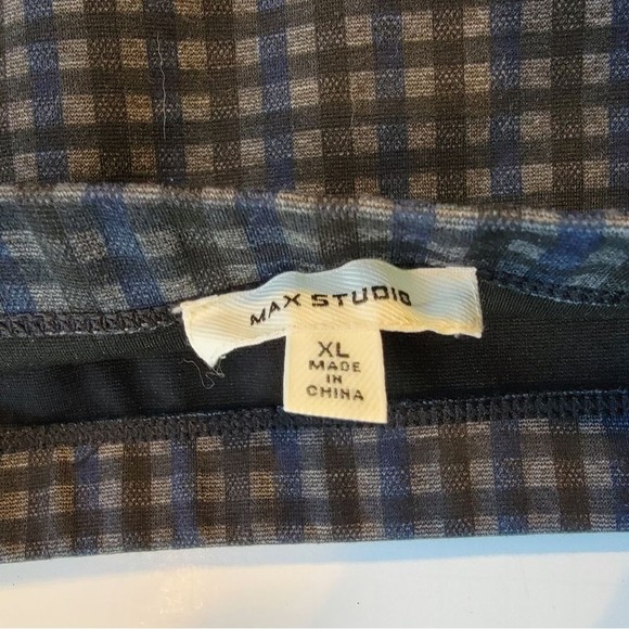 2 Women's Pencil Skirt Max Studio & Kenar Stretch 14 XL Black White Check LOT - Picture 3 of 10